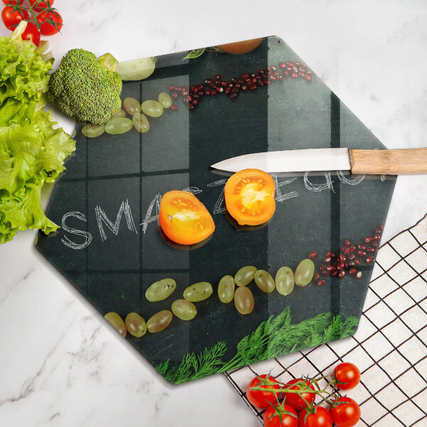 Tábua de vidro A inscrição Bom apetite!