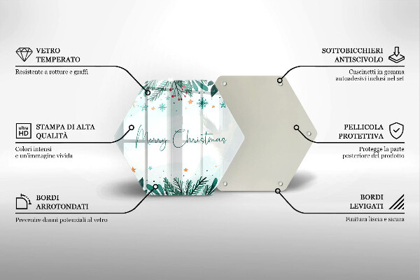 Tábua de vidro Inscrição de Feliz Natal