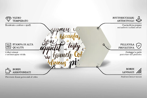 Tábua de cortar legendas de bom apetite