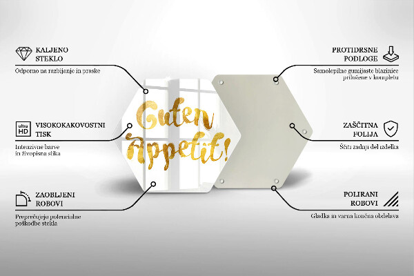 Tábua de corte de vidro A inscrição Guten Appetit!