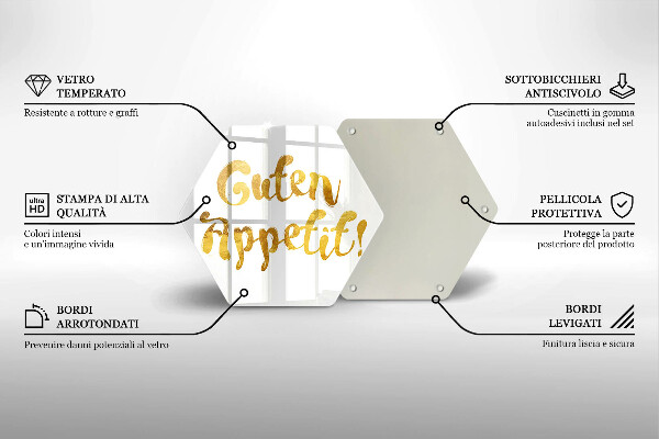 Tábua de corte de vidro A inscrição Guten Appetit!