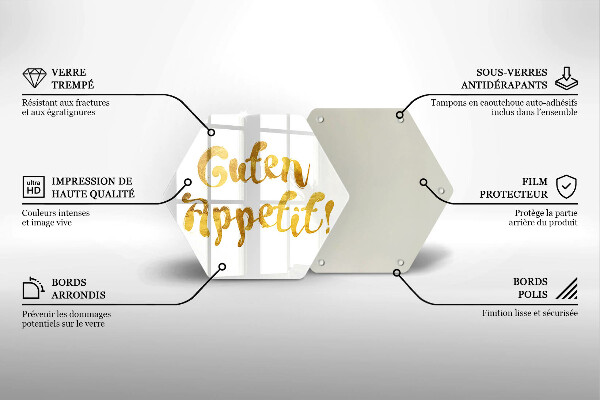Tábua de corte de vidro A inscrição Guten Appetit!
