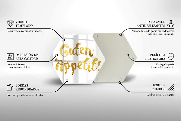 Tábua de corte de vidro A inscrição Guten Appetit!