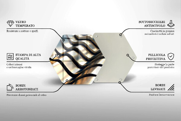Tábua de cortar de vidro Formas metálicas 3D