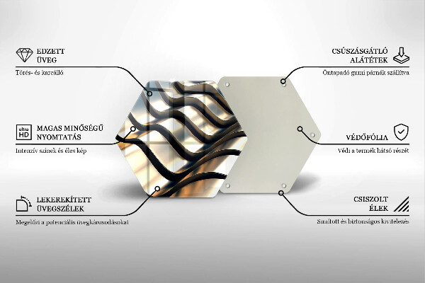 Tábua de cortar de vidro Formas metálicas 3D