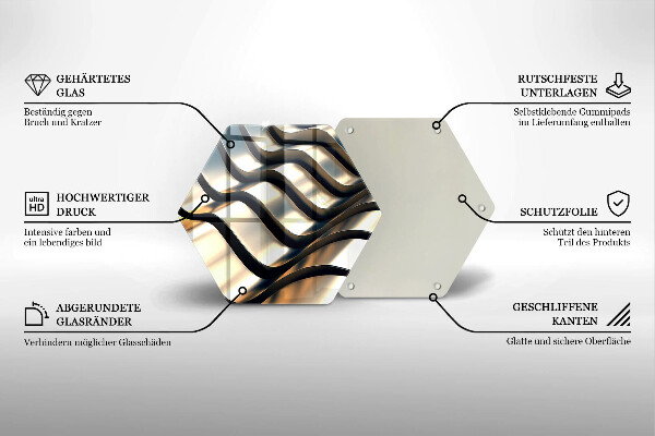 Tábua de cortar de vidro Formas metálicas 3D