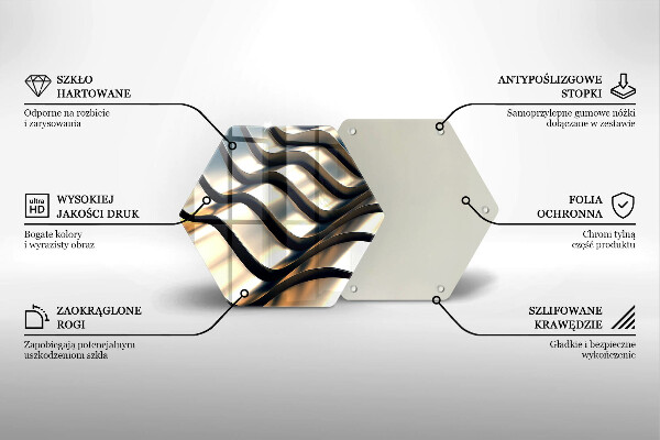 Tábua de cortar de vidro Formas metálicas 3D