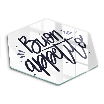 Tábua de vidro A inscrição Buon Appetito