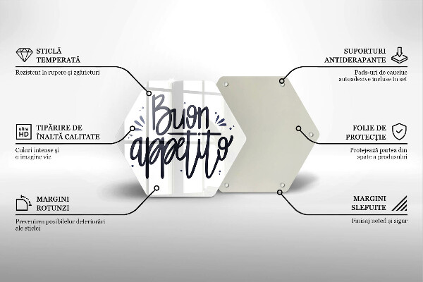 Tábua de vidro A inscrição Buon Appetito