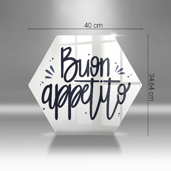 Tábua de vidro A inscrição Buon Appetito