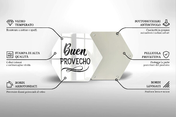 Tábua corte A inscrição Buen provecho