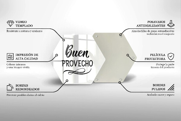 Tábua corte A inscrição Buen provecho