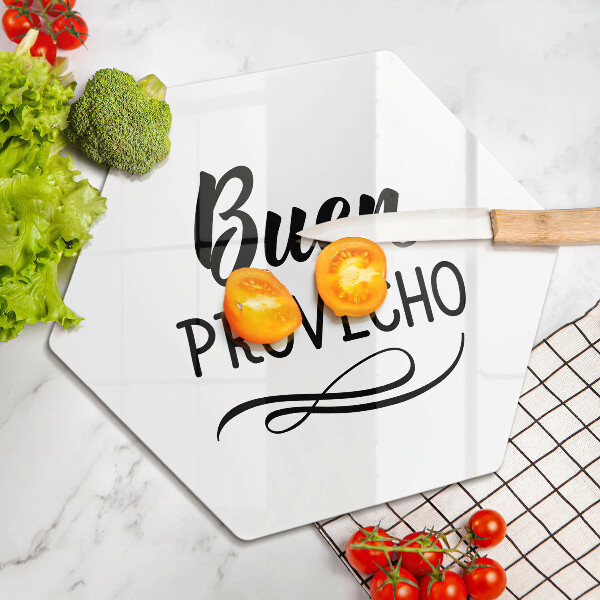 Tábua corte A inscrição Buen provecho