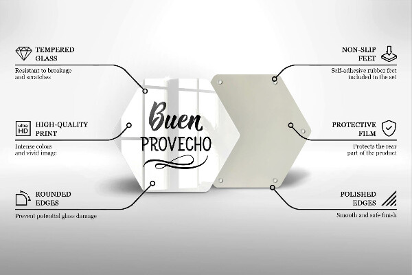 Tábua corte A inscrição Buen provecho