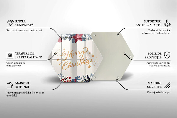 Tábua de corte de vidro Inscrição de Feliz Natal