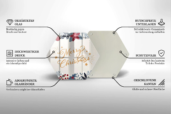 Tábua de corte de vidro Inscrição de Feliz Natal