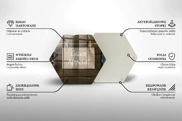 Tábua de corte Placa Guten Apetit nos painéis