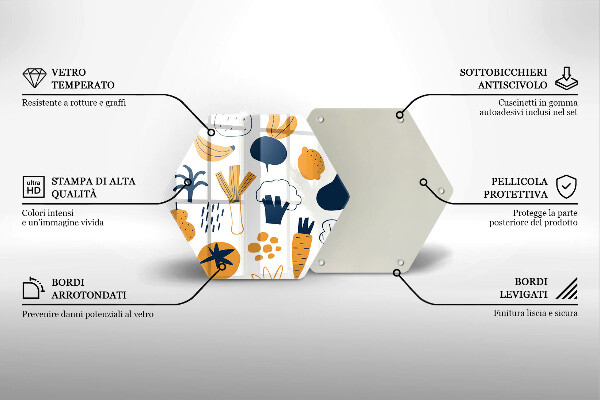 Tábua de cortar de vidro Ilustração de alimentos