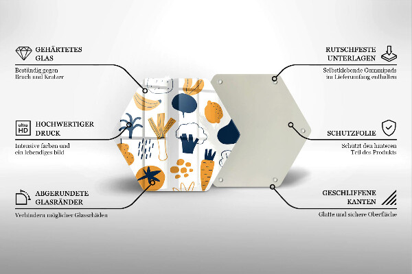 Tábua de cortar de vidro Ilustração de alimentos