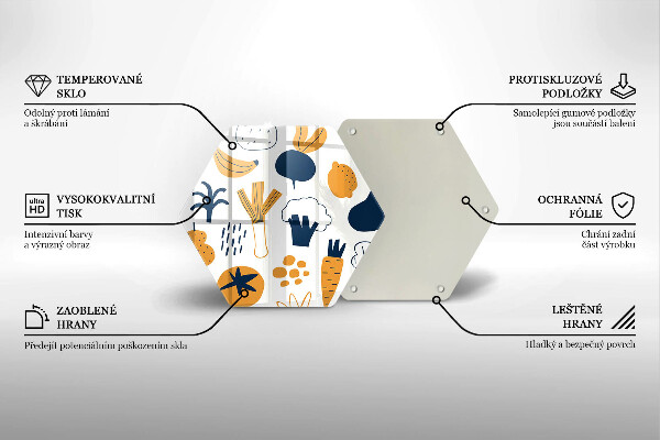 Tábua de cortar de vidro Ilustração de alimentos