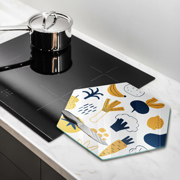 Tábua de cortar de vidro Ilustração de alimentos