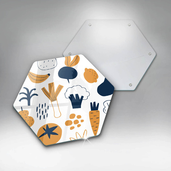 Tábua de cortar de vidro Ilustração de alimentos