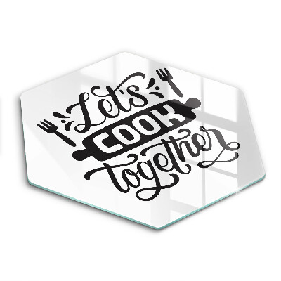 Tábua cozinha A inscrição Vamos cozinhar juntos