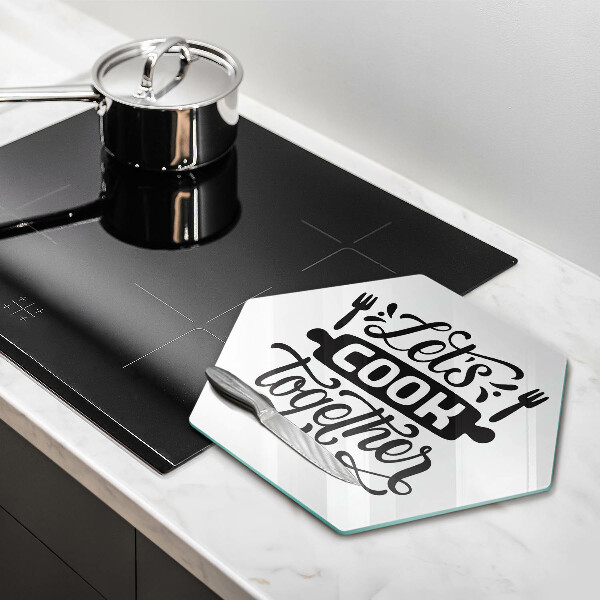 Tábua cozinha A inscrição Vamos cozinhar juntos