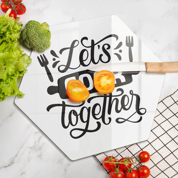 Tábua cozinha A inscrição Vamos cozinhar juntos