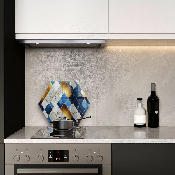 Tábua de cortar de vidro Mármore losango dourado