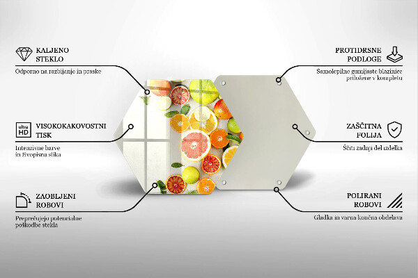 Tábua de vidro Frutas cítricas