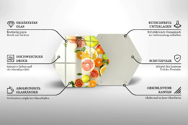 Tábua de vidro Frutas cítricas