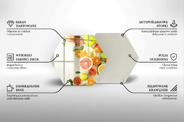 Tábua de vidro Frutas cítricas