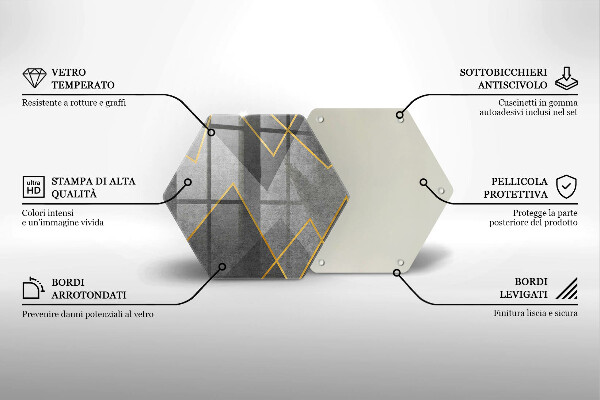 Tábua de corte de vidro Formas nítidas