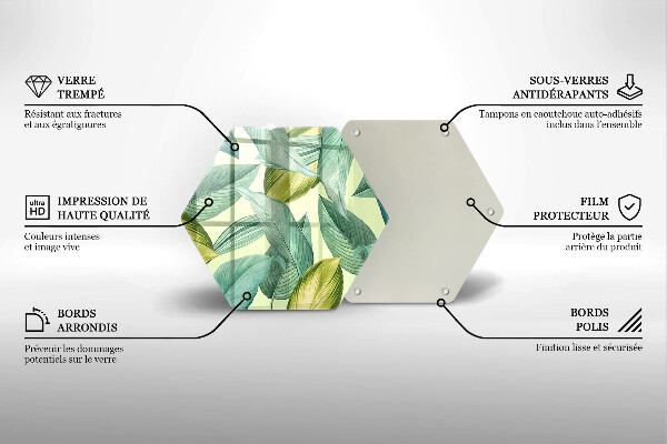 Tábua de cortar de vidro Folhas tropicais verdes