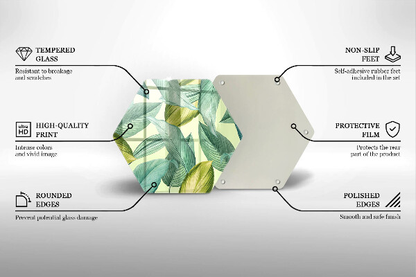 Tábua de cortar de vidro Folhas tropicais verdes