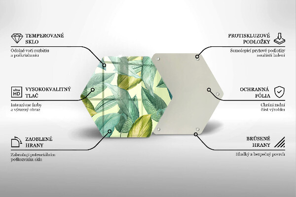 Tábua de cortar de vidro Folhas tropicais verdes