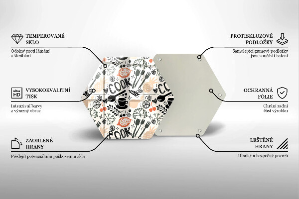 Tábua de corte de vidro Motivo de cozinha de desenho animado