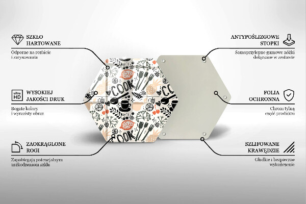 Tábua de corte de vidro Motivo de cozinha de desenho animado