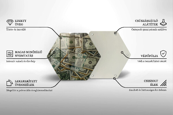 Tábua de cortar de vidro Dinheiro dólares