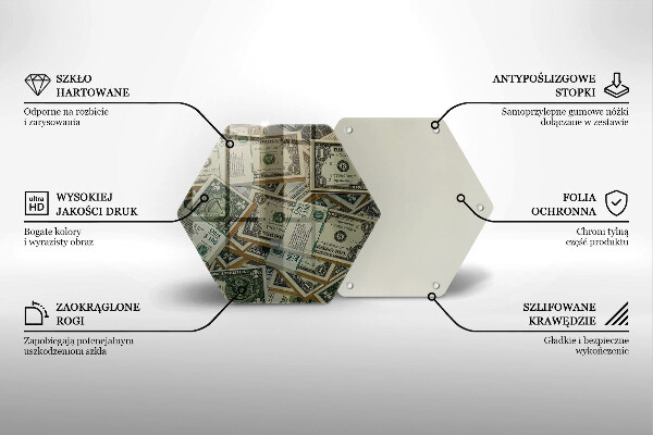 Tábua de cortar de vidro Dinheiro dólares