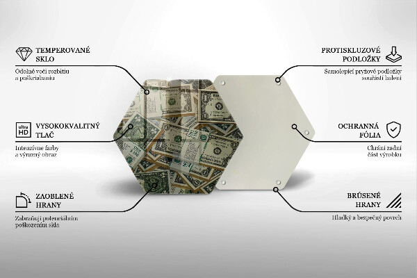 Tábua de cortar de vidro Dinheiro dólares