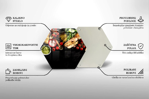 Tábua de cortar de vidro Ingredientes e especiarias italianas