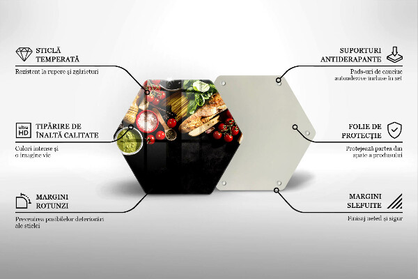 Tábua de cortar de vidro Ingredientes e especiarias italianas