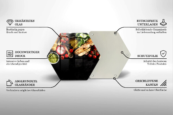 Tábua de cortar de vidro Ingredientes e especiarias italianas