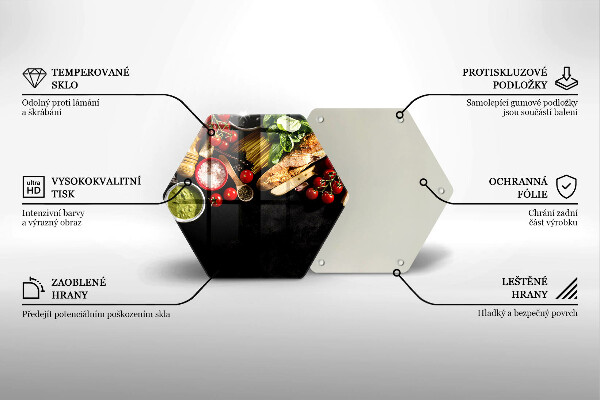 Tábua de cortar de vidro Ingredientes e especiarias italianas