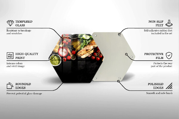 Tábua de cortar de vidro Ingredientes e especiarias italianas