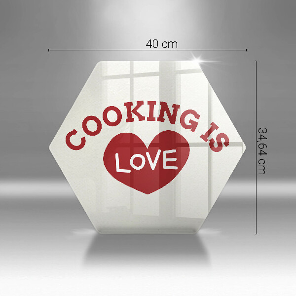 Tábua de corte de vidro A inscrição Cozinhar é amor