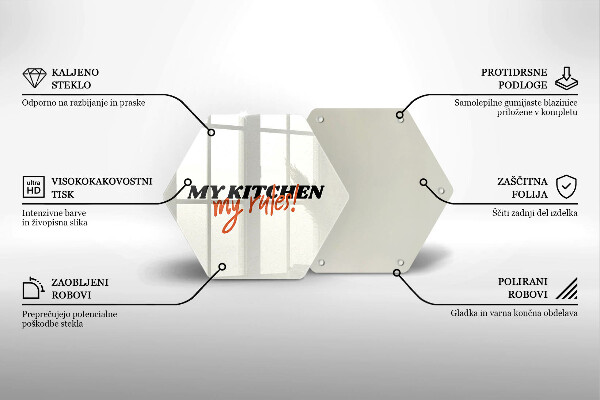 Tábua de cortar de vidro A inscrição Minha cozinha minhas regras