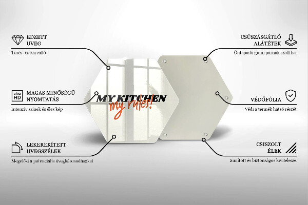 Tábua de cortar de vidro A inscrição Minha cozinha minhas regras